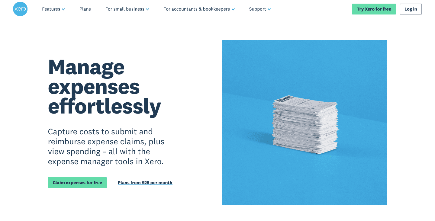 expense claim software - xero