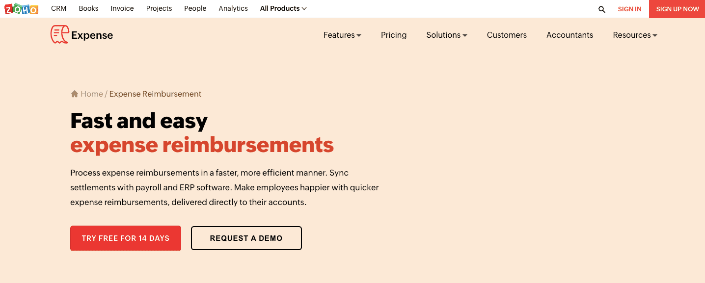 expense reimbursement software zoho