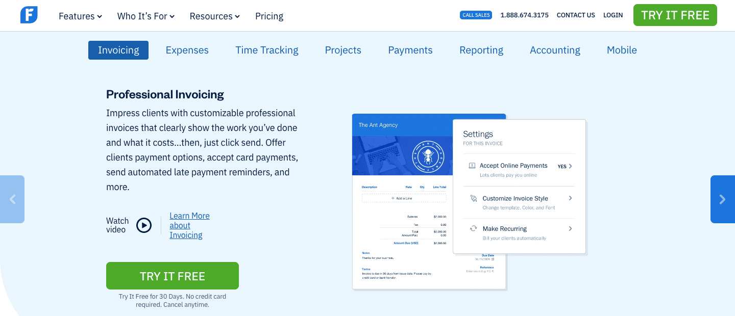 expense reporting software - freshbooks