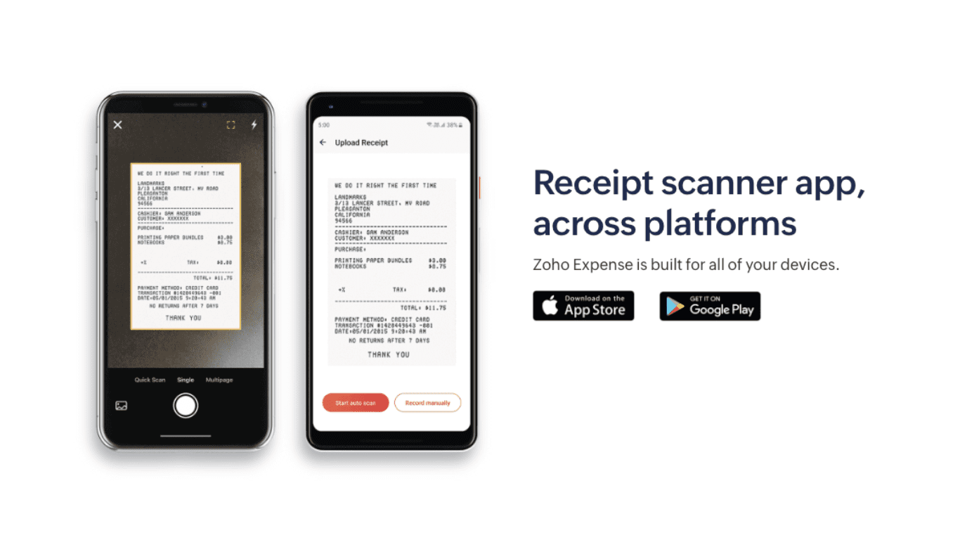 zoho receipt scanner app